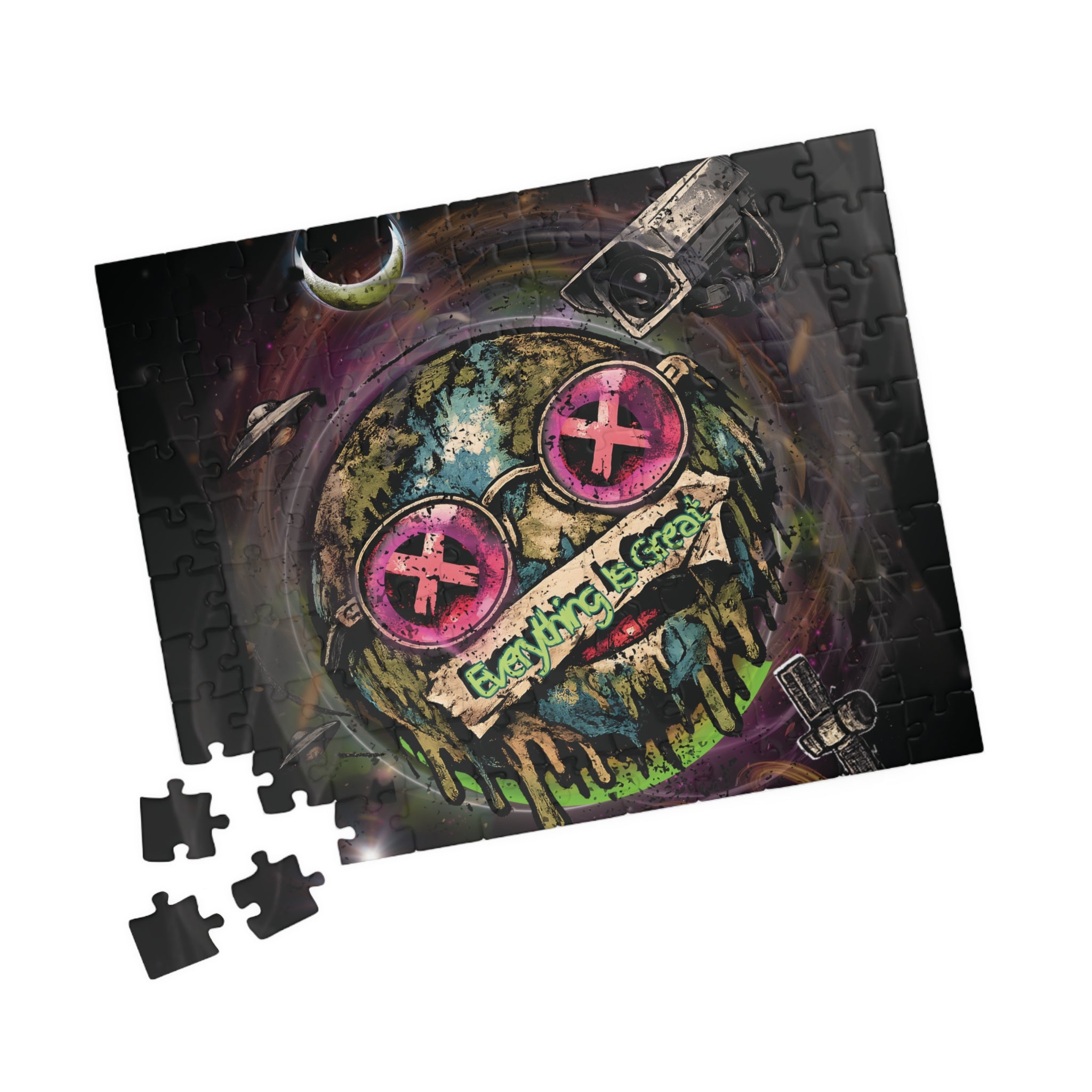 Dark Humor Earth Puzzle – Everything Is Great | Sarcastic Apocalypse Artwork Jigsaw Puzzle | Everything Is Great Earth Puzzle | Dark Humor Jigsaw Puzzle | Cynical Apocalypse Art Puzzle | Sarcastic...