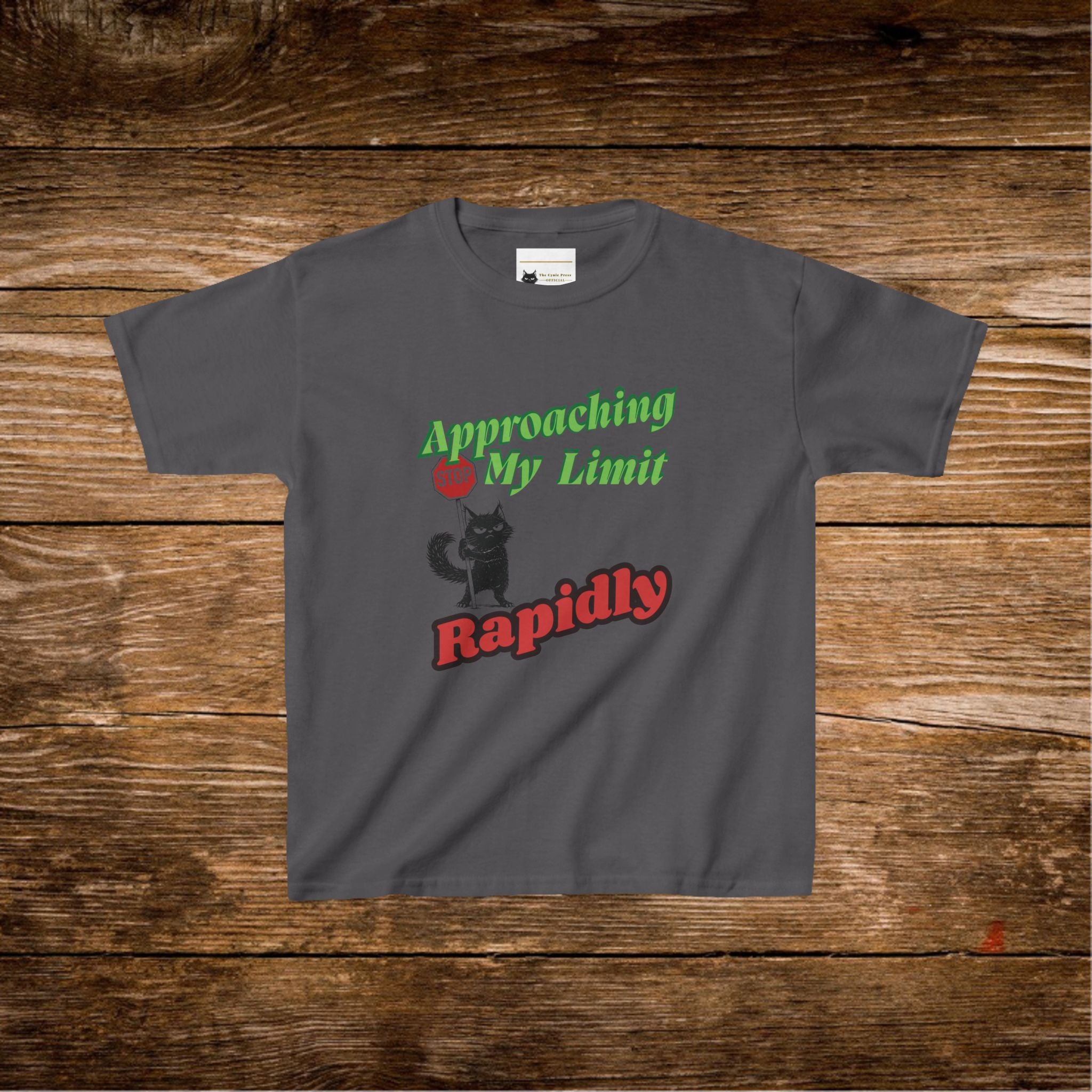 Kids T-Shirt — Approaching My Limit Stop Rapidly Cat Graphic Tee