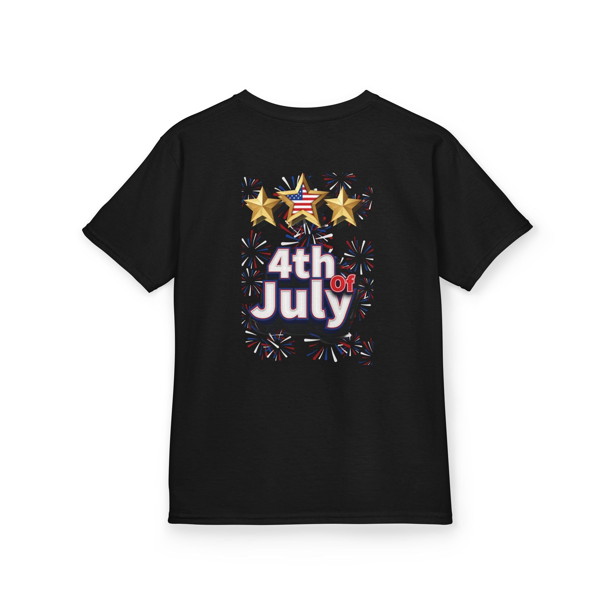 Kids 4th of July Shirt | Patriotic Fireworks & Stars Graphic Tee for Toddlers and Youth