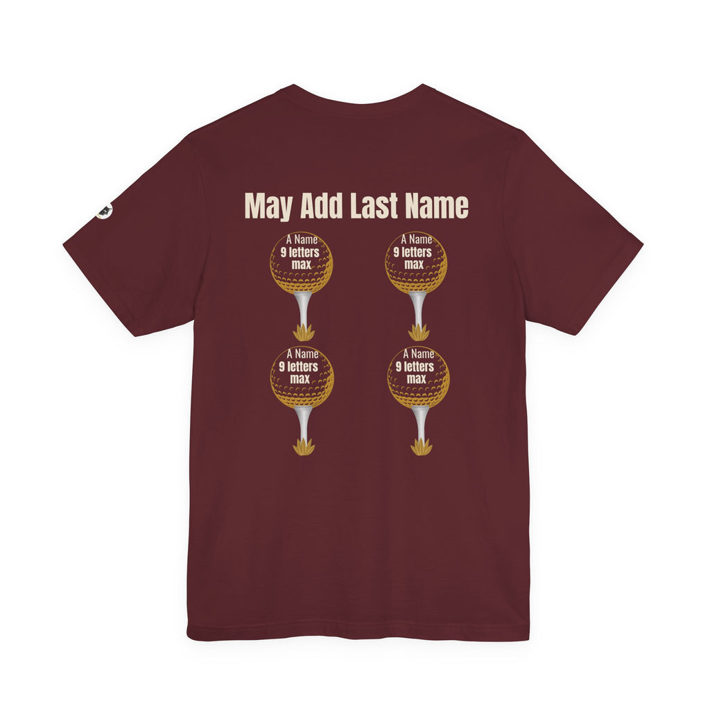Personalized Father's Day Golf Shirt | Custom Last Name Dad Golf Tee | Kids Names on Golf Balls Shirt Gift for Dad Grandpa