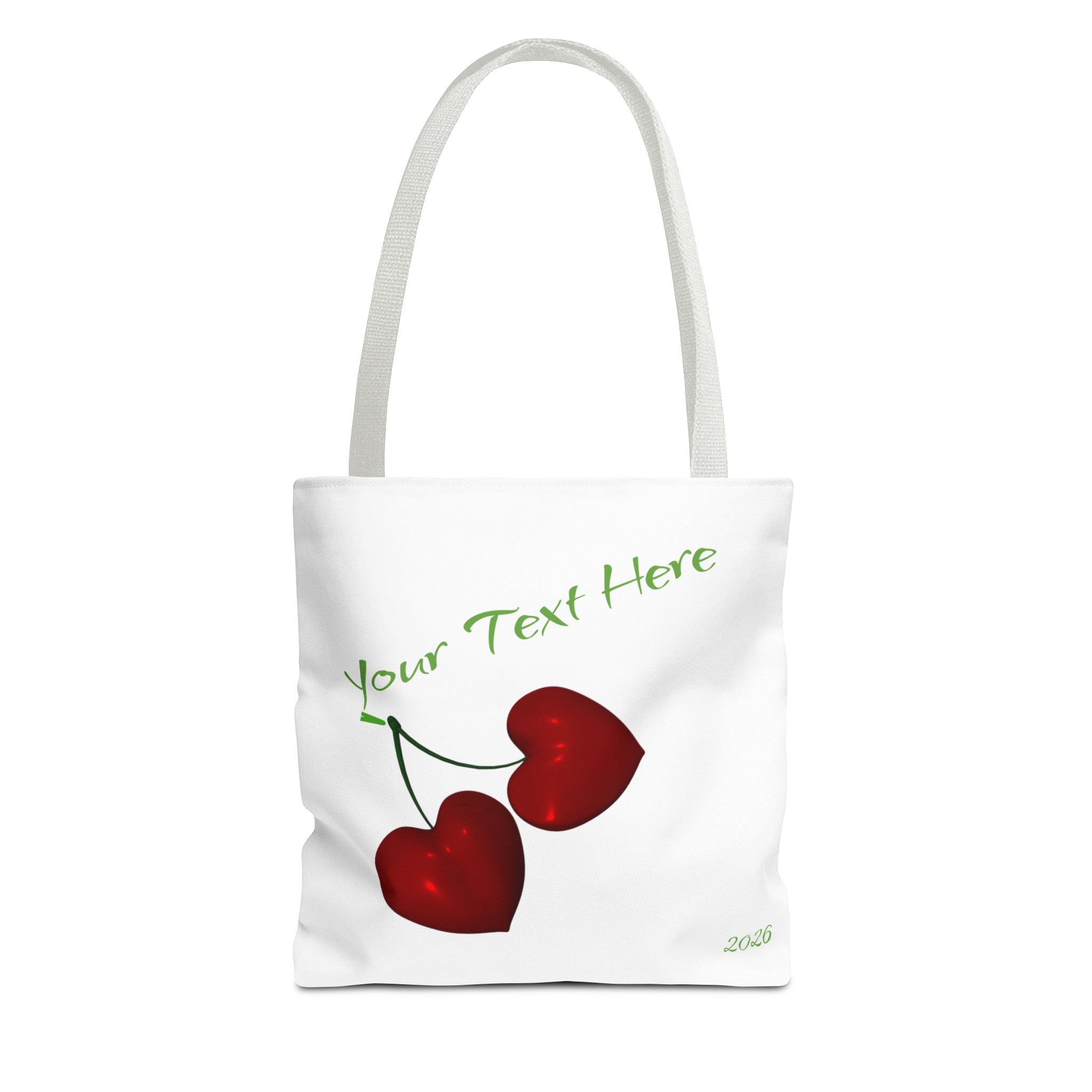 Cherry Hearts Name Tote Bag | Personalized Script Name