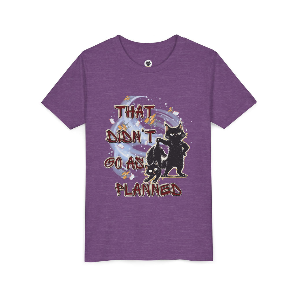 That Didn't Go As Planned Kids Graphic T-Shirt | Funny Black Cat Youth Tee | Cute Chaos Cat Shirt | Back to School Gift for Boys & Girls