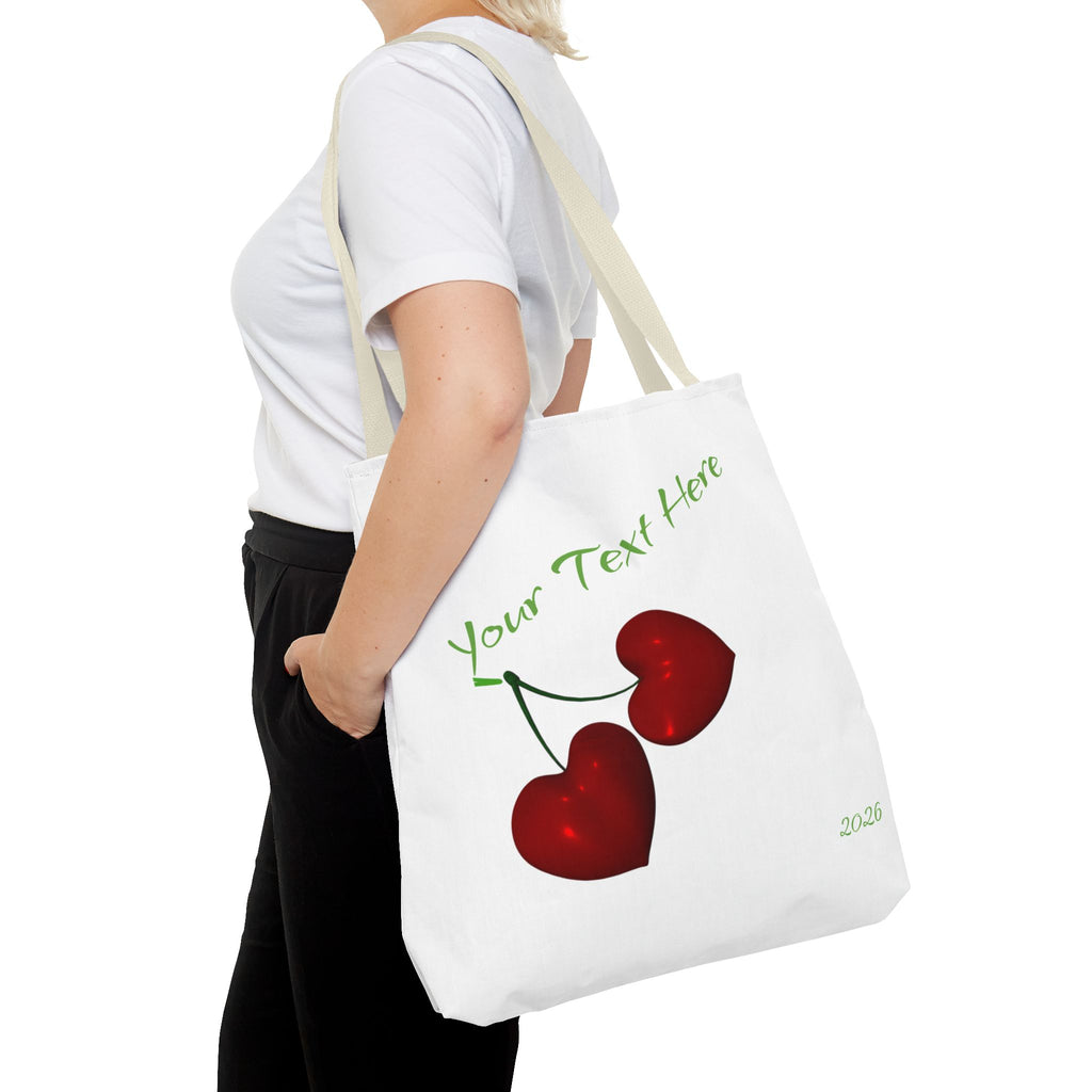 Cherry Hearts Name Tote Bag | Personalized Script _ Name | SanctuaryEssentials