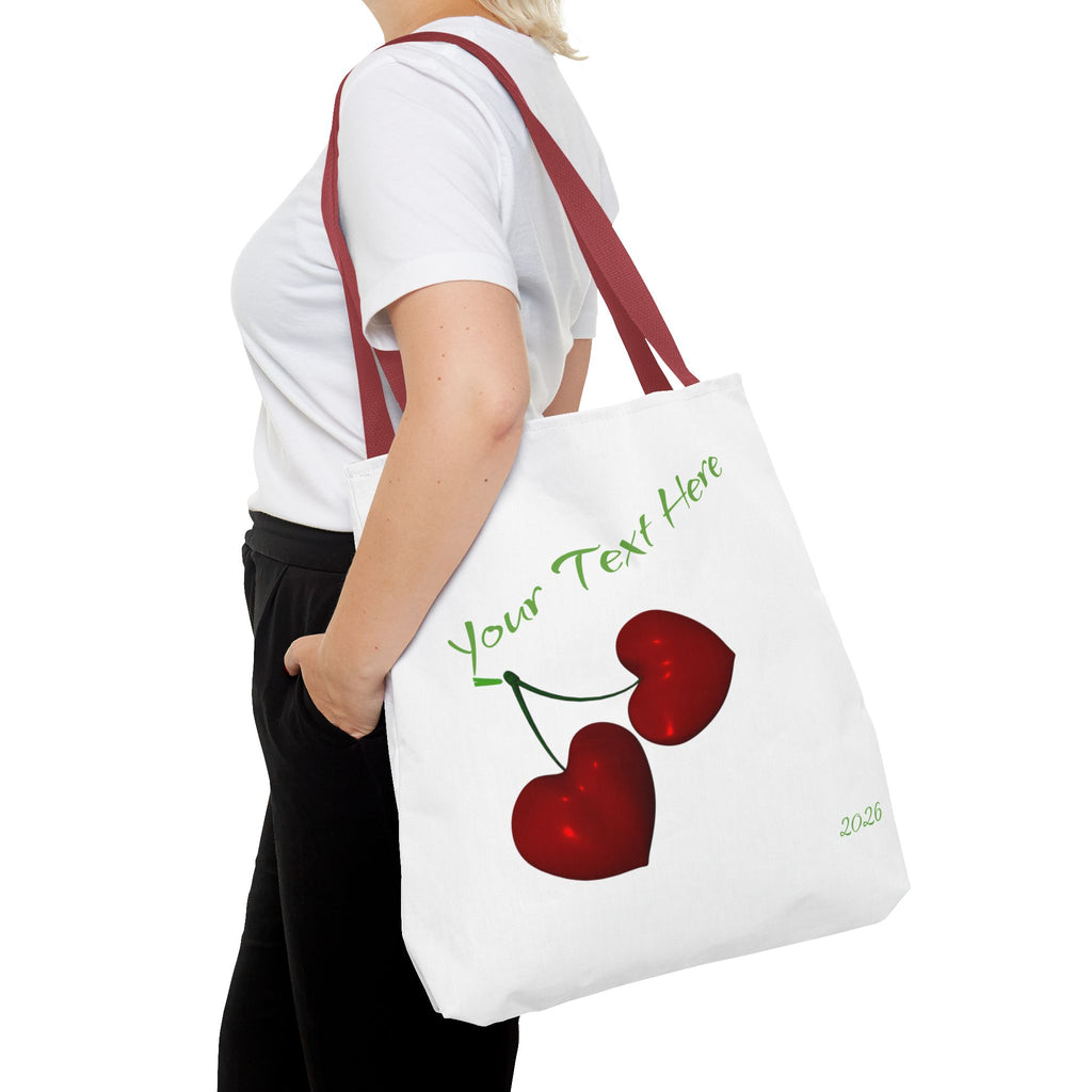 Cherry Hearts Name Tote Bag | Personalized Script _ Name | SanctuaryEssentials