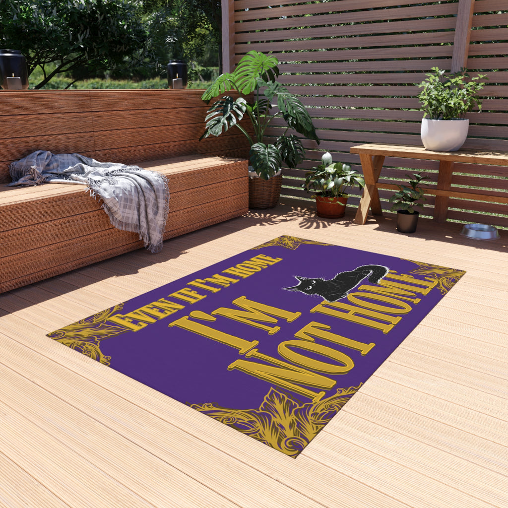 Outdoor Rug — "Even If I'm Home I'm Not Home" Cat Doormat