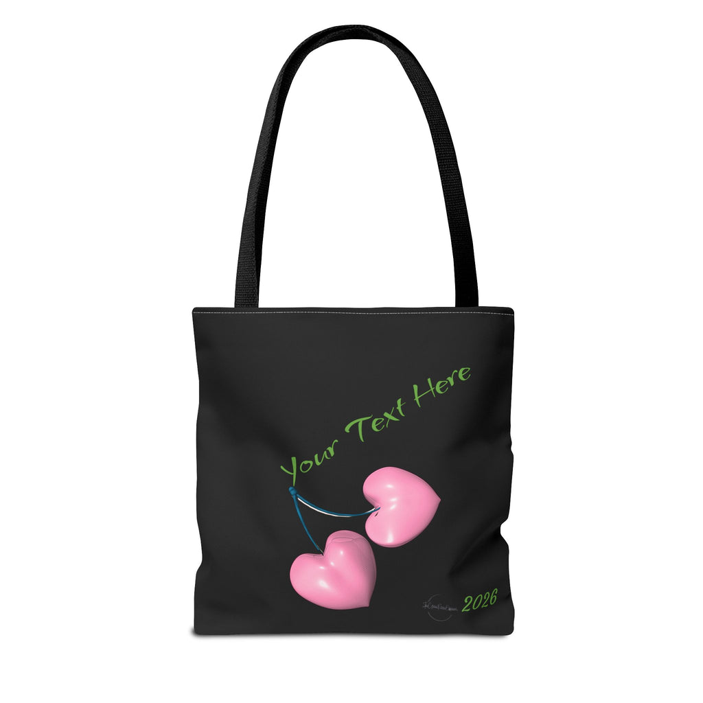Pink Heart Cherries Tote Bag | Custom Text