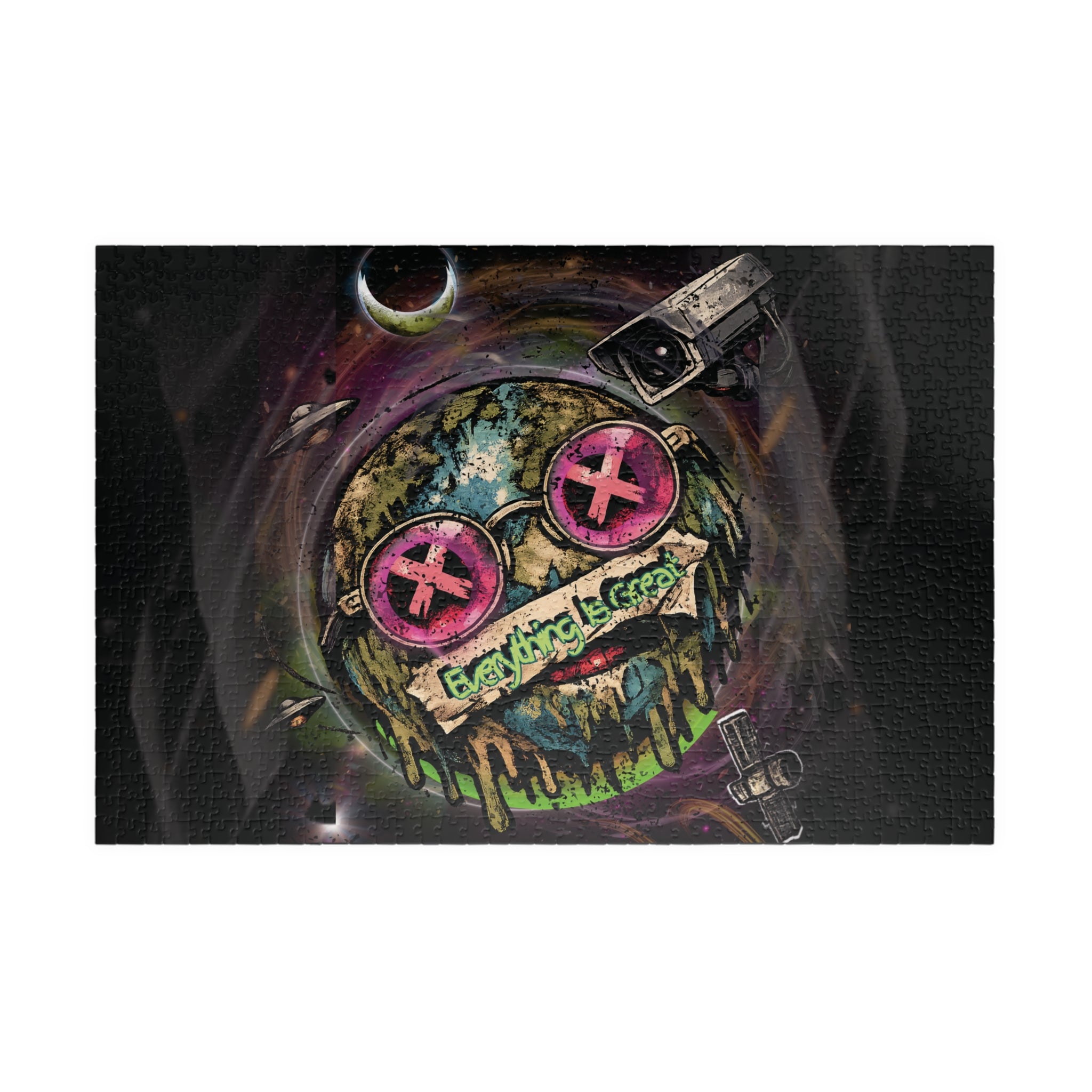 Dark Humor Earth Puzzle – Everything Is Great | Sarcastic Apocalypse Artwork Jigsaw Puzzle | Everything Is Great Earth Puzzle | Dark Humor Jigsaw Puzzle | Cynical Apocalypse Art Puzzle | Sarcastic...