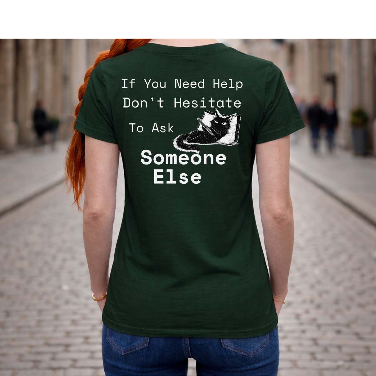 Sarcastic Introvert T-Shirt - Cat_Funny Back Print Graphic Tee - Ask Someone Else Quote Shirt | The Cynic Press Official