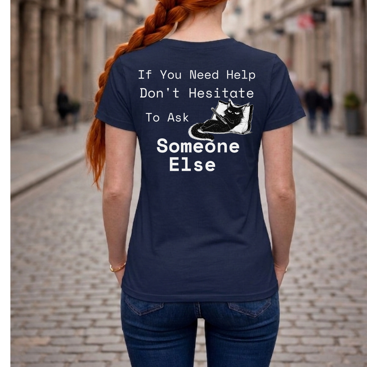 Sarcastic Introvert T-Shirt - Cat_Funny Back Print Graphic Tee - Ask Someone Else Quote Shirt | The Cynic Press Official