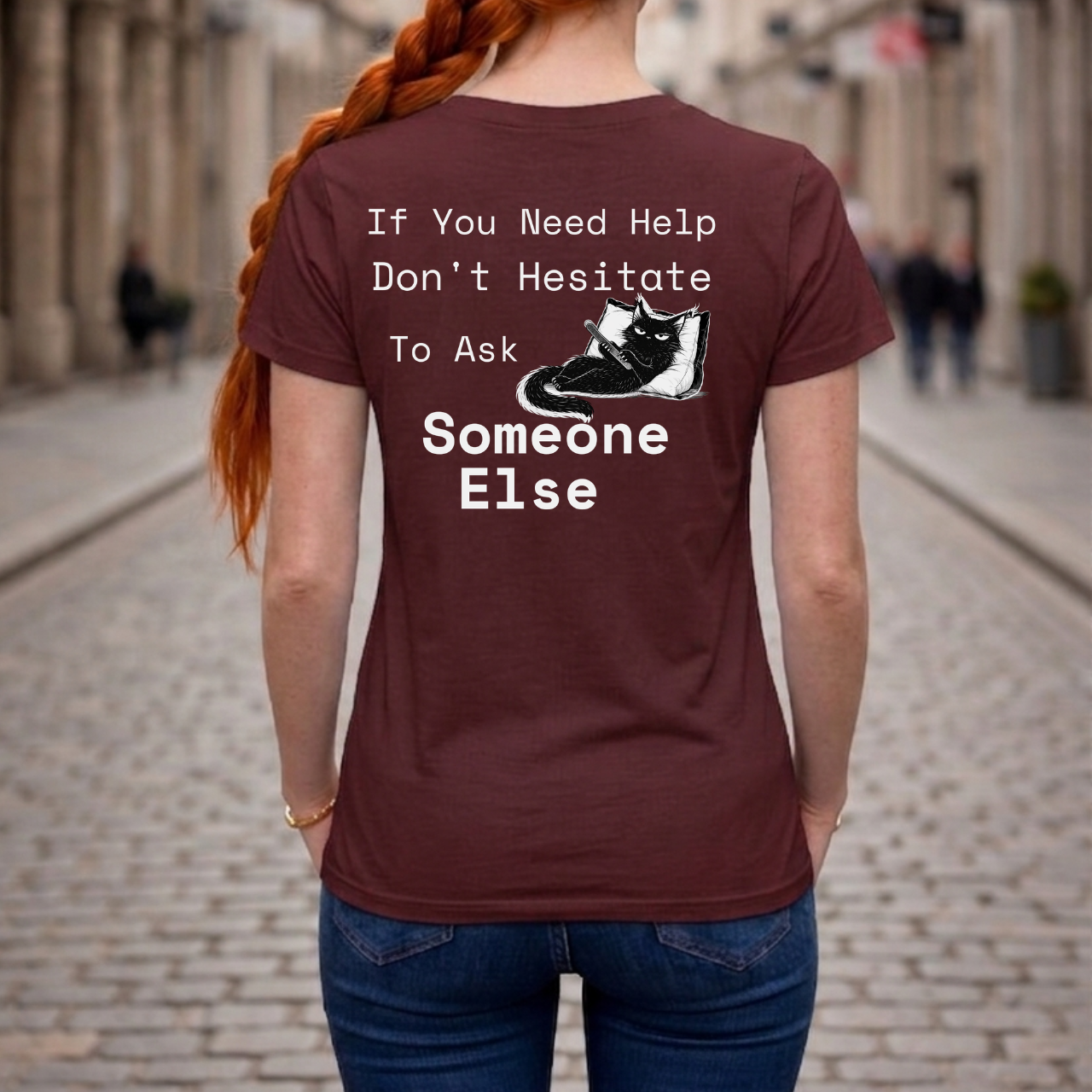 Sarcastic Introvert T-Shirt - Cat_Funny Back Print Graphic Tee - Ask Someone Else Quote Shirt | The Cynic Press Official