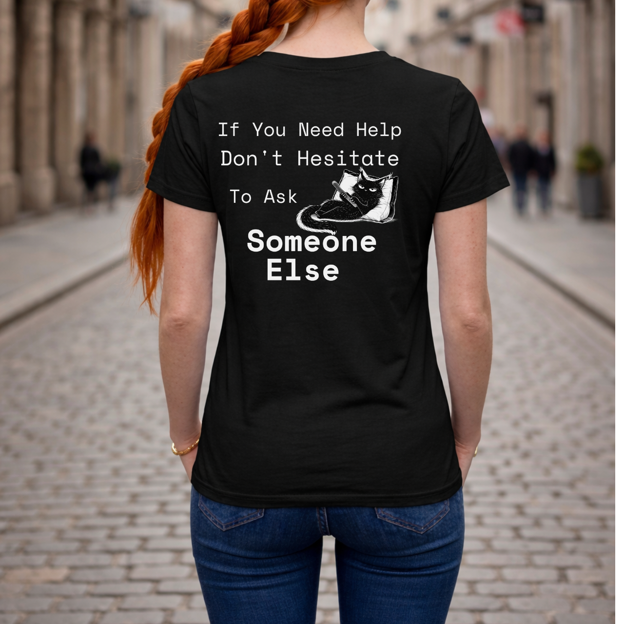 Sarcastic Introvert T-Shirt - Cat_Funny Back Print Graphic Tee - Ask Someone Else Quote Shirt | The Cynic Press Official
