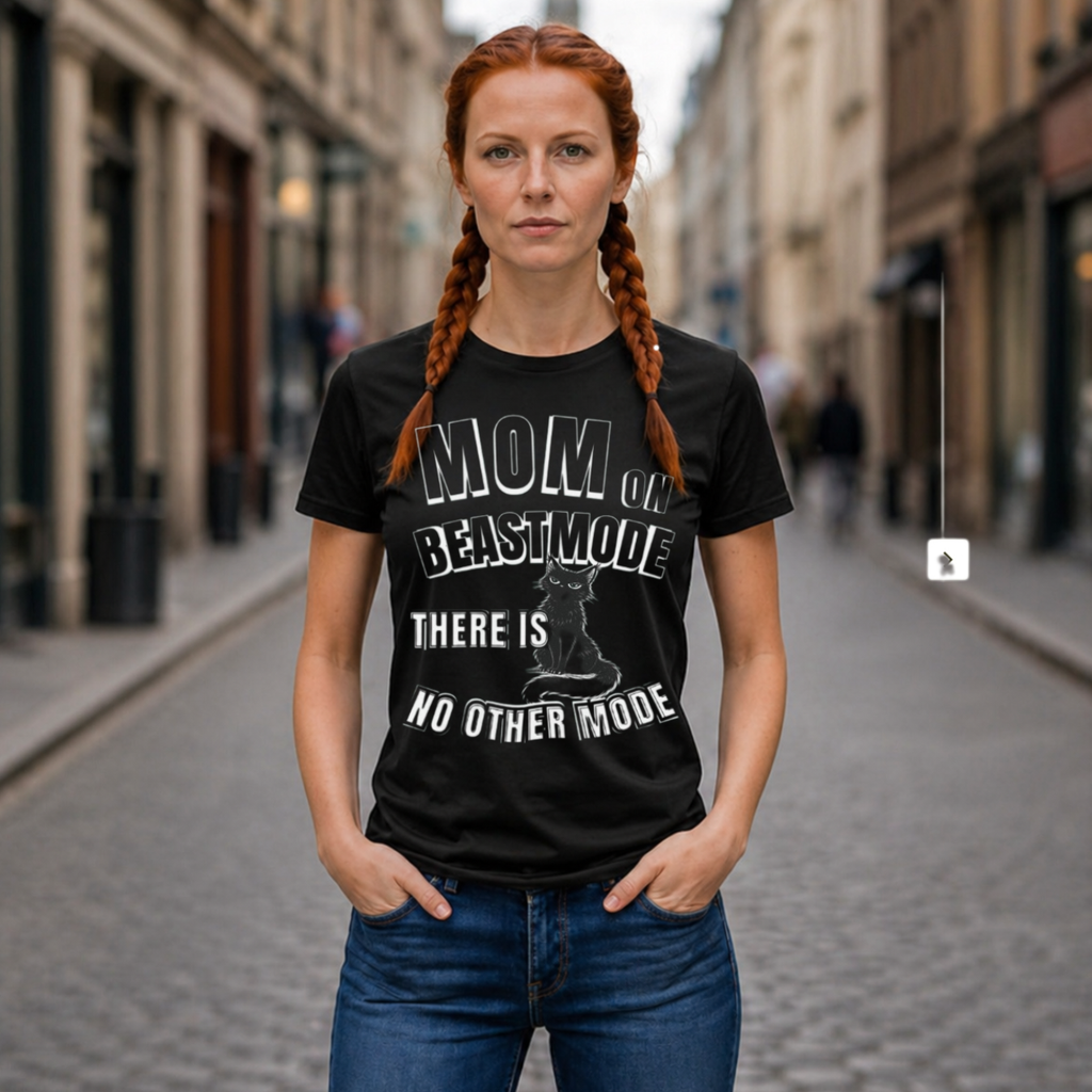 Mom on Beast Mode Shirt – Funny Cat Mom Tee – Strong Mom Graphic T-Shirt – Mother’s Day Gift Idea-Mom Tee