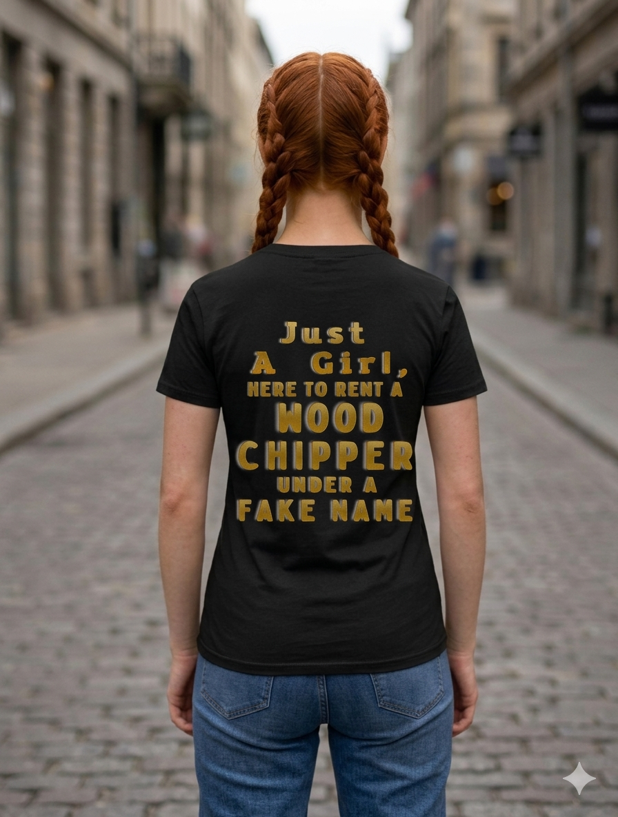 Just A Girl Wood Chipper Shirt - Funny Dark Humor T-Shirt - Sarcastic True Crime Gift - Unhinged Aesthetic Graphic Tee - Minimalist Goth Apparel