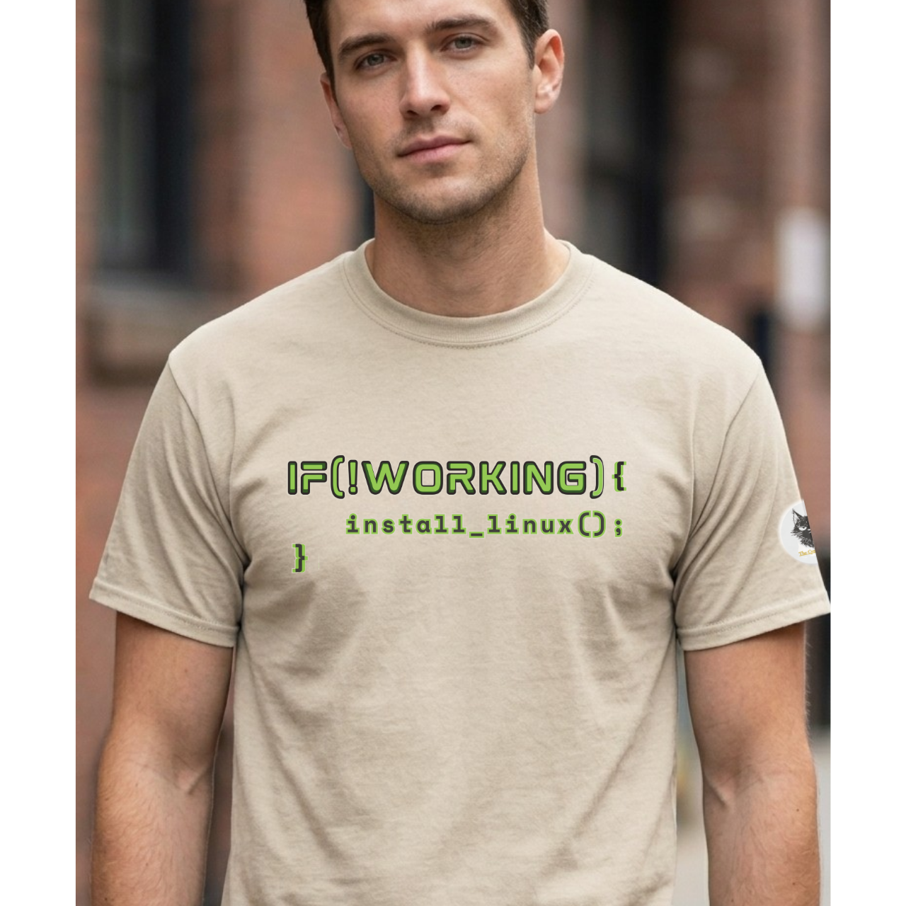 If (!Working) { Install Linux(); } Funny Programmer T-Shirt | Linux Developer Geek Tee | Coding Humor Shirt | Unisex Heavy Cotton Tee