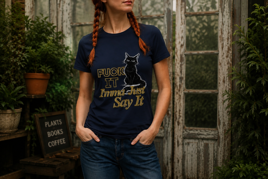 Fuck It Imma Just Say It Cat T-Shirt - Cynical Cat Graphic Tee - Bella Canvas 3001 Funny Dark Humor Shirt