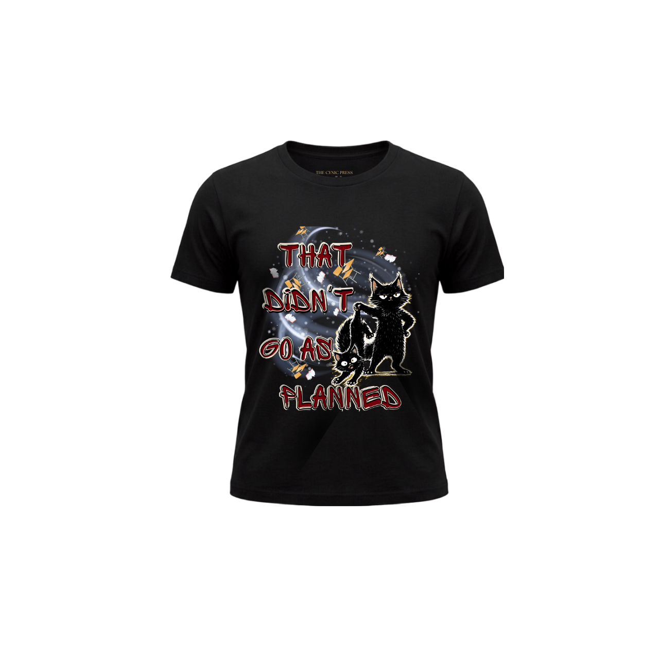 That Didn't Go As Planned Kids Graphic T-Shirt | Funny Black Cat Youth Tee | Cute Chaos Cat Shirt | Back to School Gift for Boys & Girls