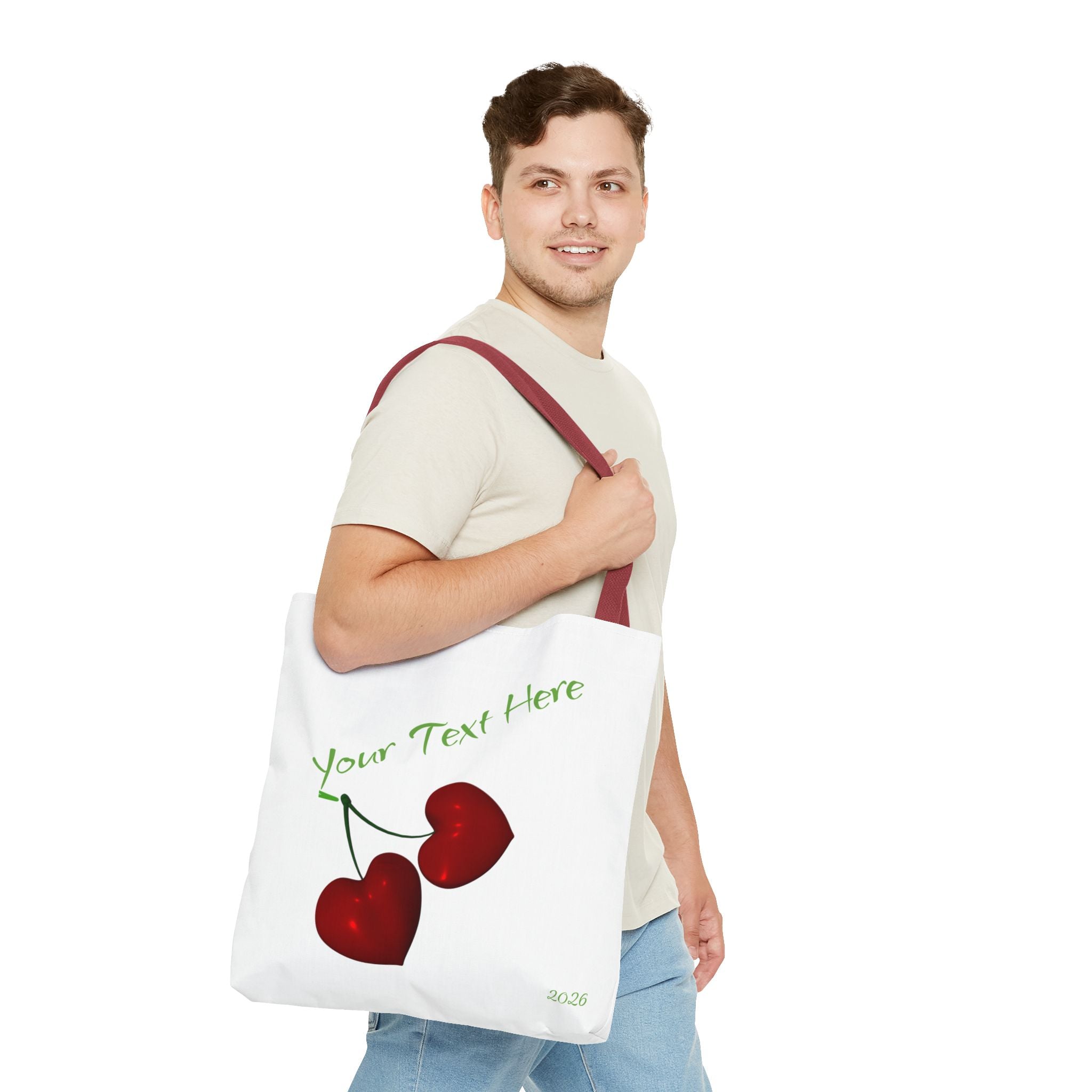 Cherry Hearts Name Tote Bag | Personalized Script _ Name | SanctuaryEssentials