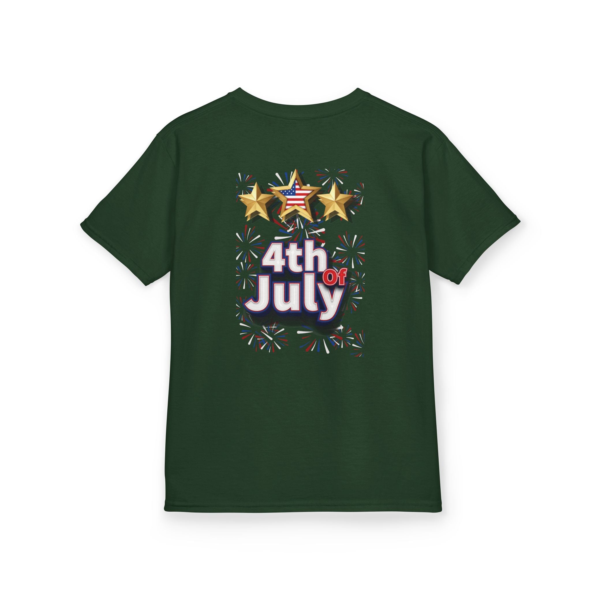 Kids 4th of July Shirt | Patriotic Fireworks & Stars Graphic Tee for Toddlers and Youth