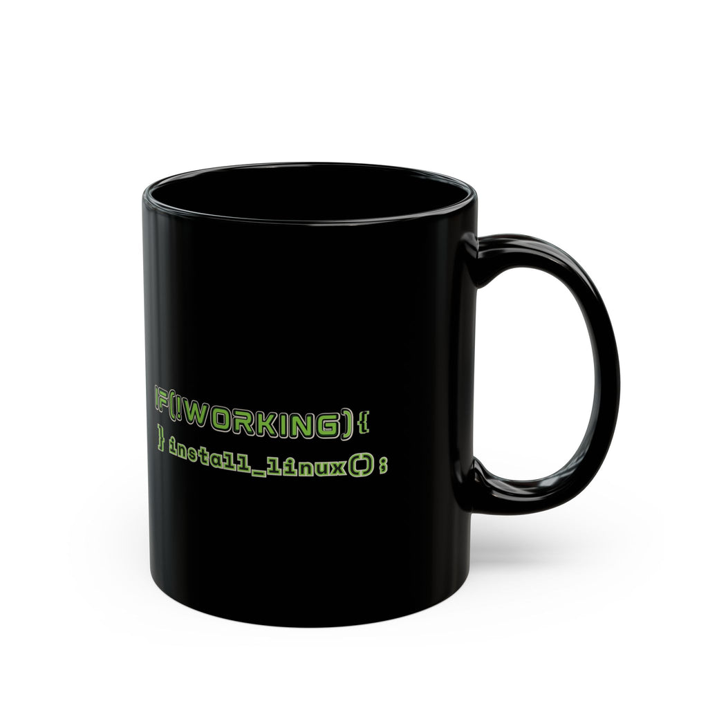 Programming Mug — "If (Networking) { install_linux(); }" Black Coffee Cup (11oz/15oz | Funny Programmer Mug - If Networking Install Linux Black Coffee Cup - 11oz 15oz Geek Tech Gift)