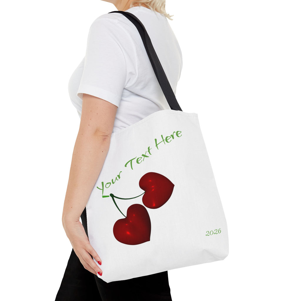 Cherry Hearts Name Tote Bag | Personalized Script _ Name | SanctuaryEssentials