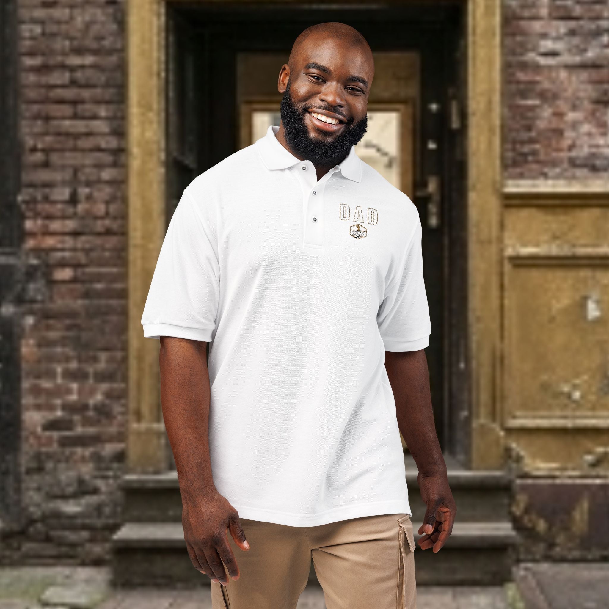 Embroidered Floral Crest Polo Shirt - Premium Father's Day Gift - Elegant Men's Business Casual Golf Polo