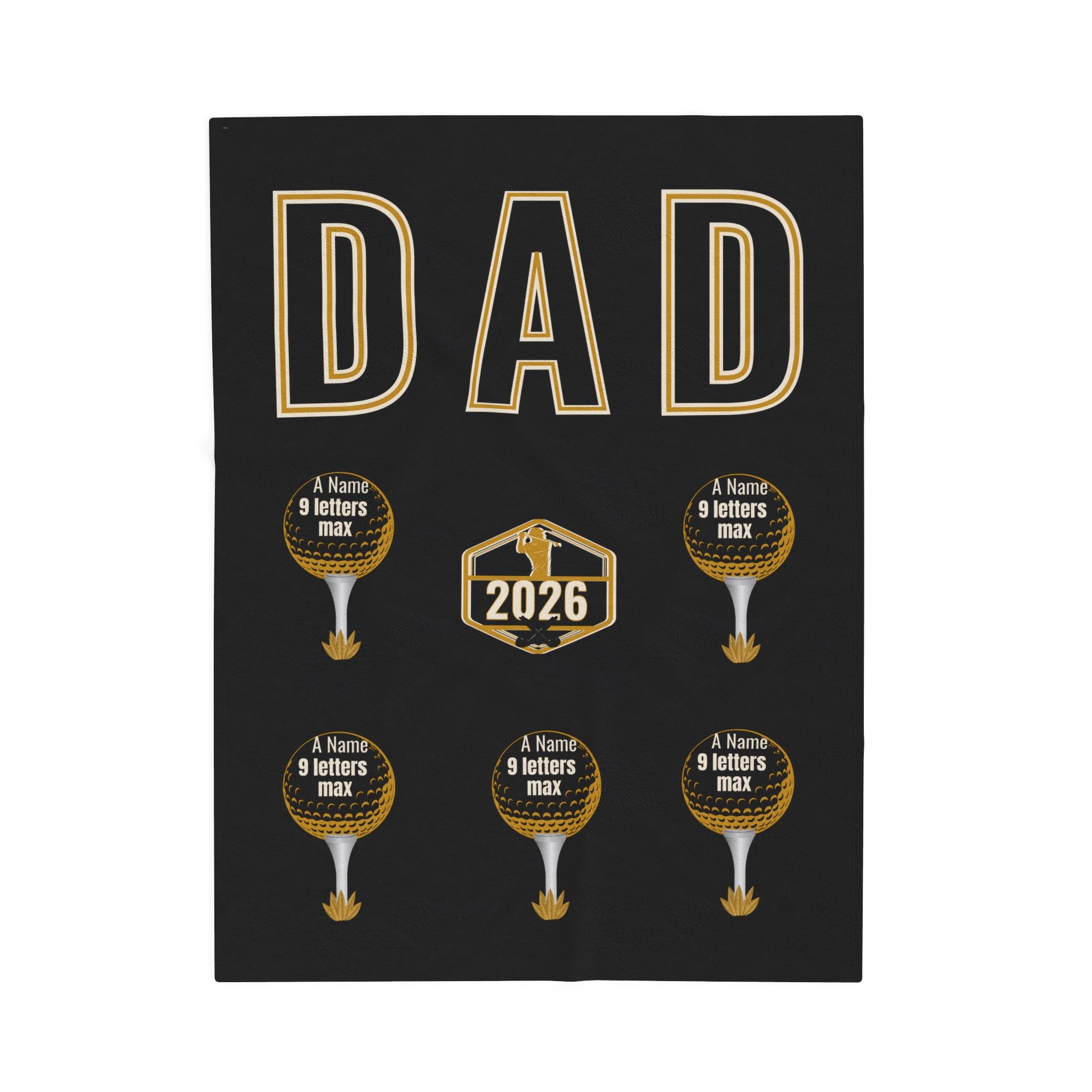 Dad 2026 Golf Personalized Velveteen Plush Blanket — Custom Names (up to 9 letters)