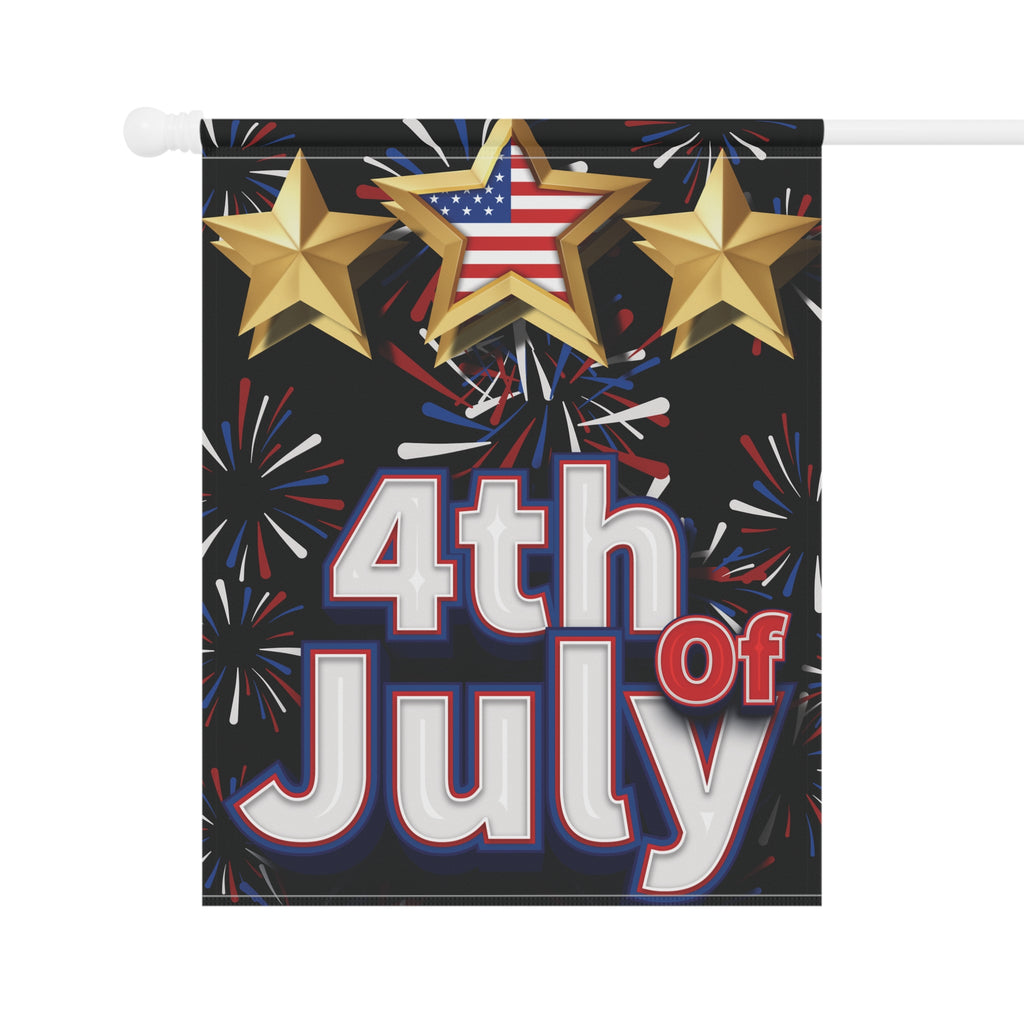 4th of July Garden Flag | Patriotic Stars & Fireworks Outdoor Yard Decor