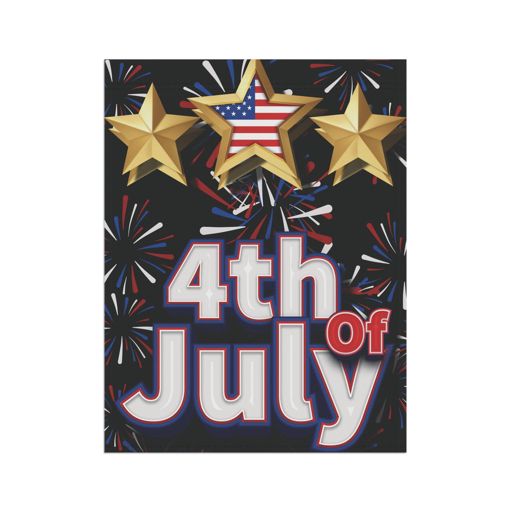 4th of July Garden Flag | Patriotic Stars & Fireworks Outdoor Yard Decor