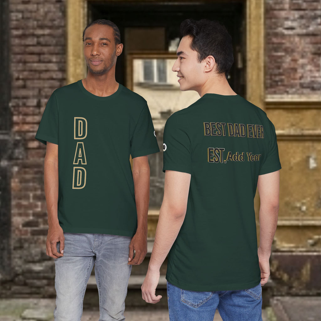 Custom Dad Established Year Shirt | Personalized Father's Day T-Shirt | Front & Back Print Best Dad Ever Tee Gift
