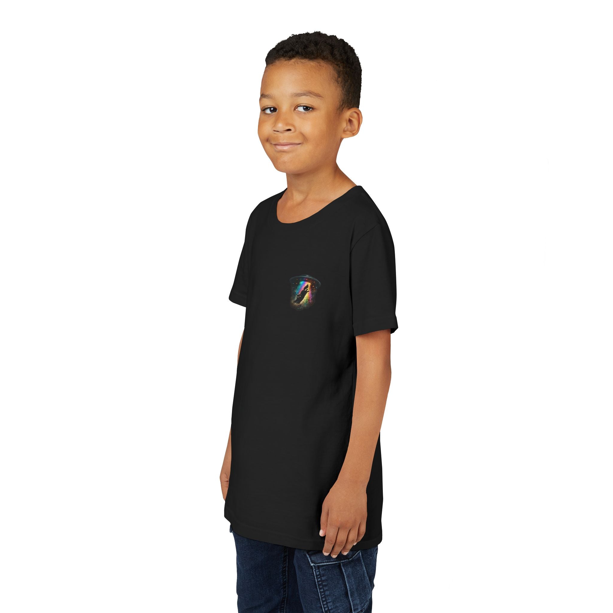 Cosmic Cruise: Jinx & Nova BMX Adventure Tee | Premium Youth Alien & Cat Graphic Shirt | Cool Kids Streetwear T-Shirt | Dual-Graphic Black T-Shirt | Youth BMX Rider Tee — Colorful Cosmic Bike Stunt T-...