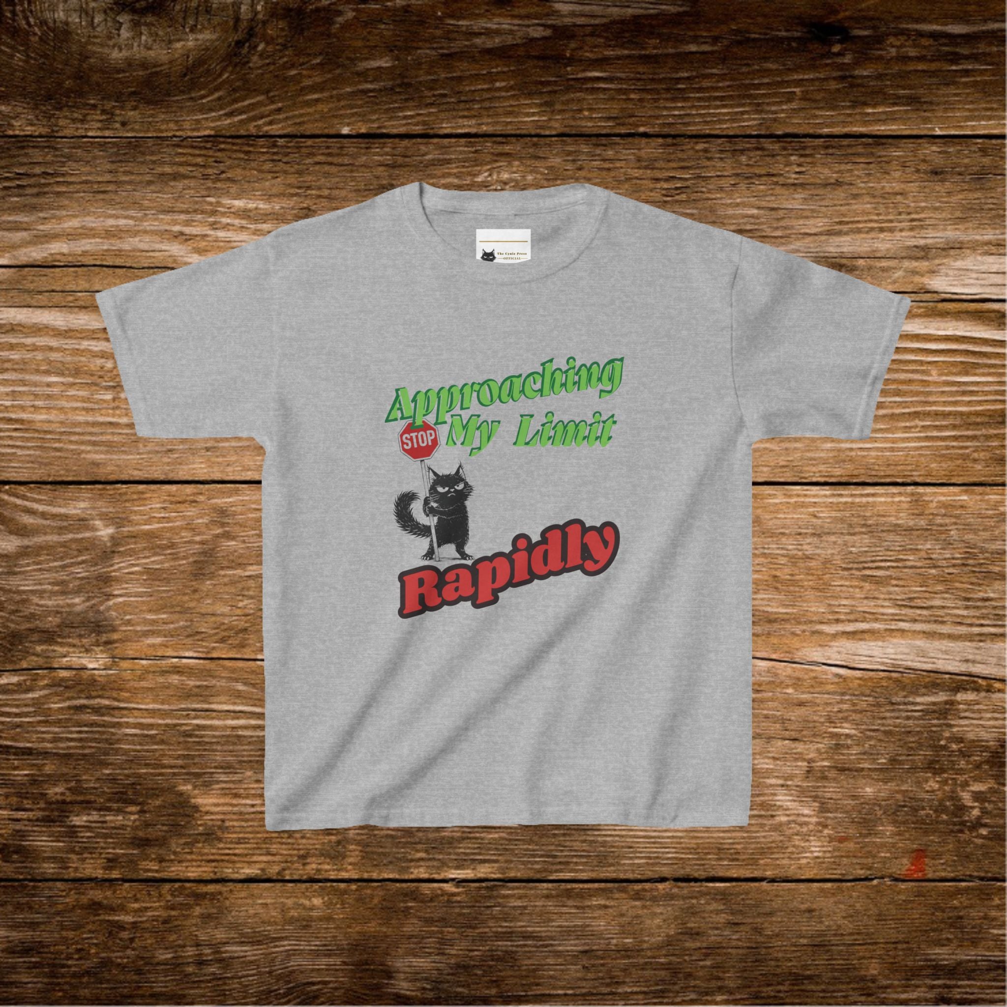 Kids T-Shirt — Approaching My Limit Stop Rapidly Cat Graphic Tee