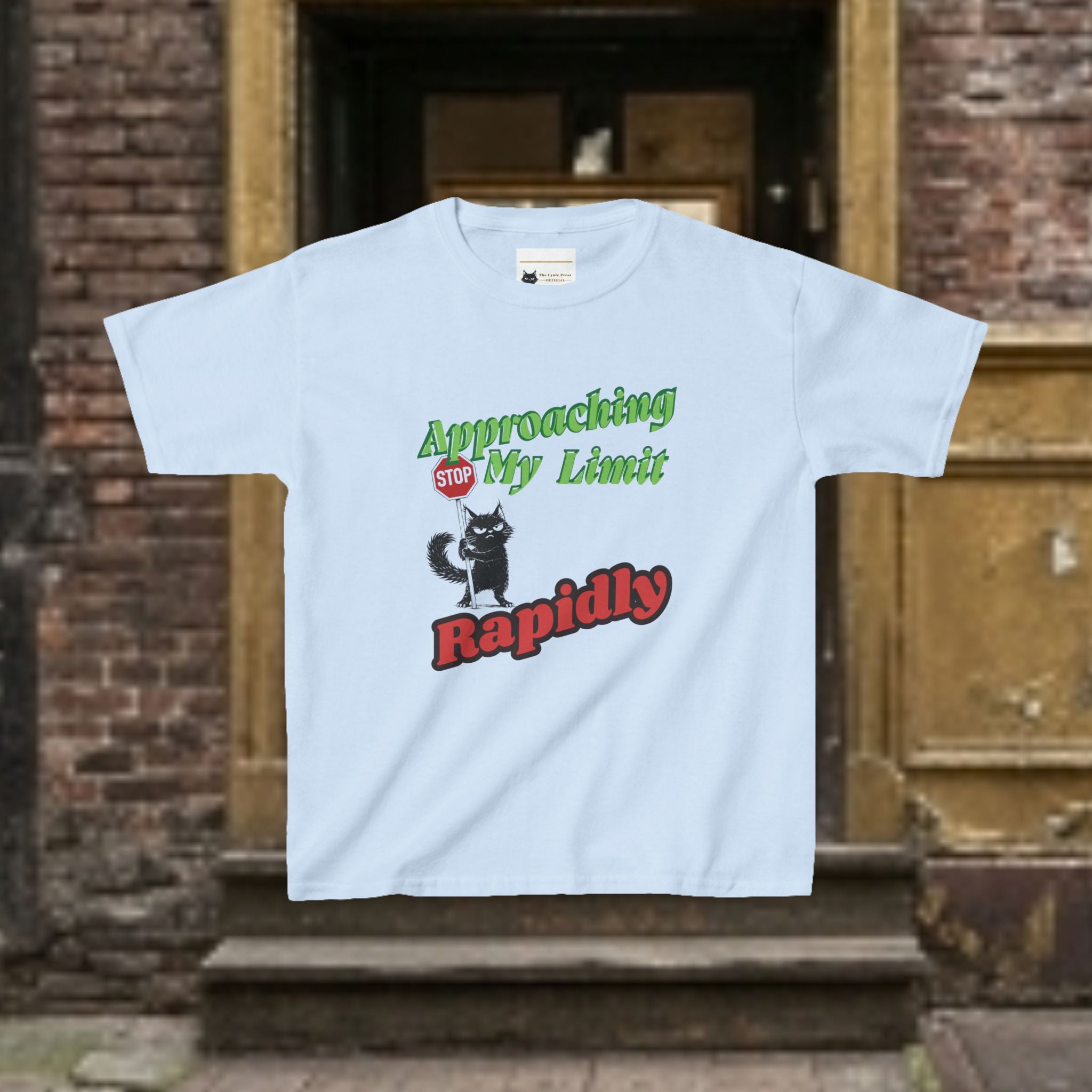 Kids T-Shirt — Approaching My Limit Stop Rapidly Cat Graphic Tee
