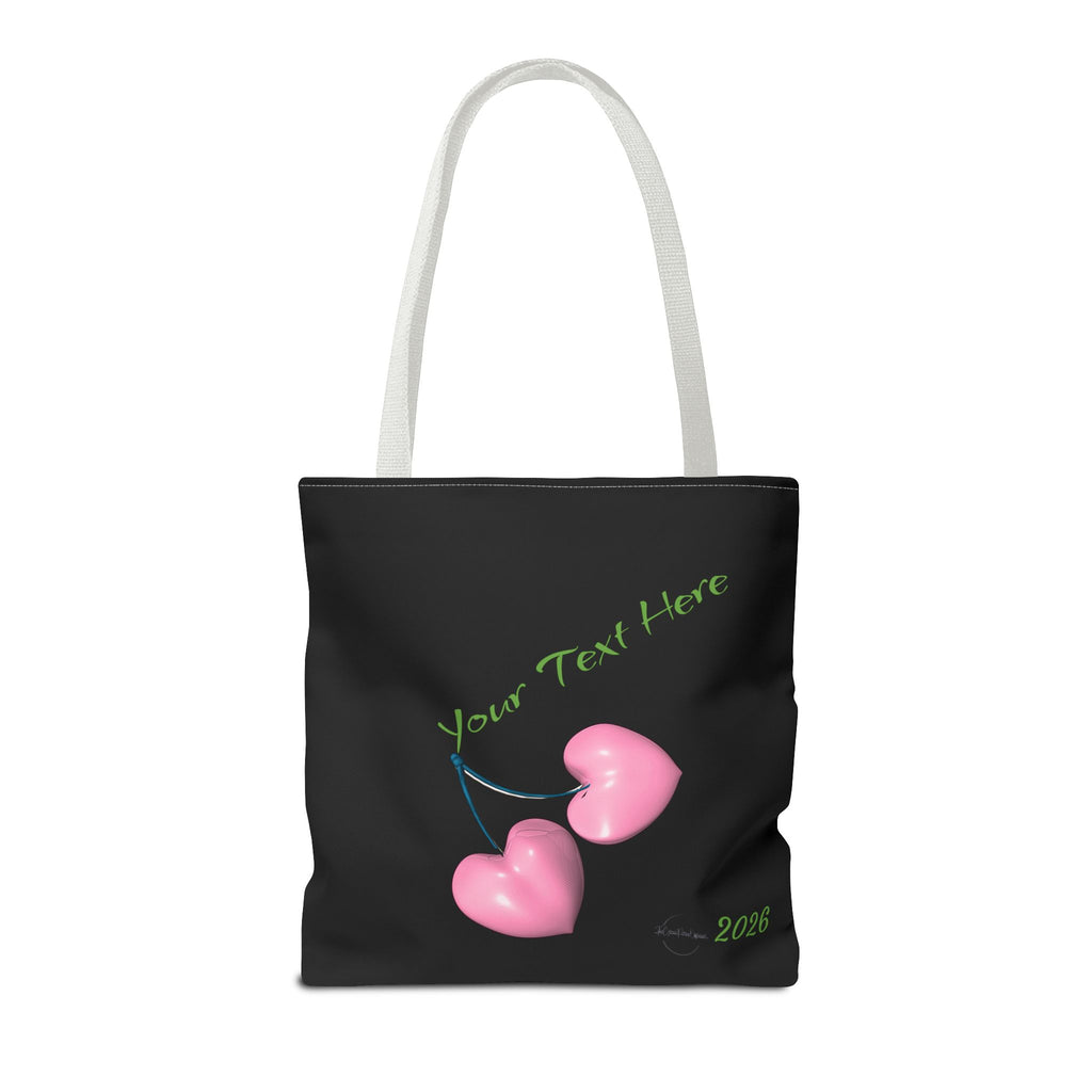 Pink Heart Cherries Tote Bag | Custom Text