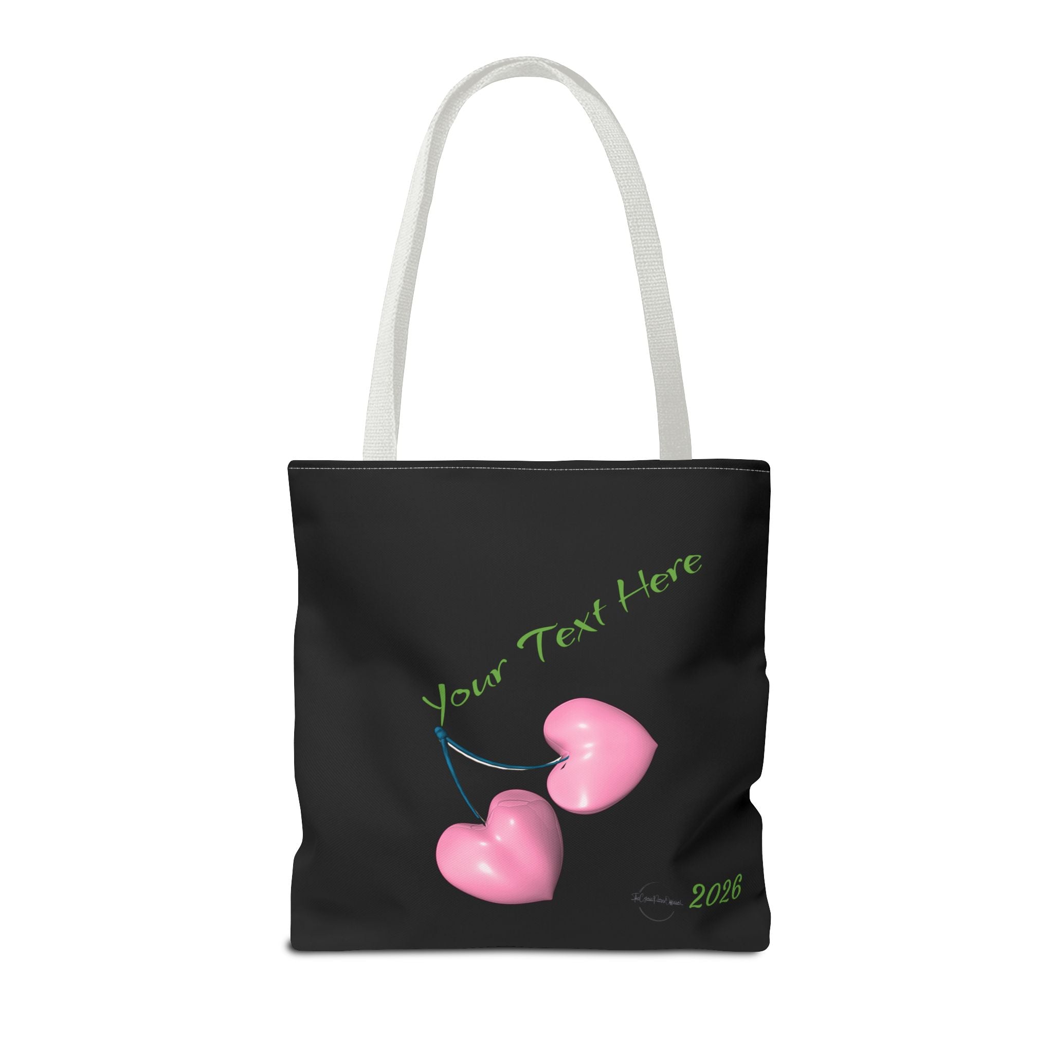 Pink Heart Cherries Tote Bag | Custom Text