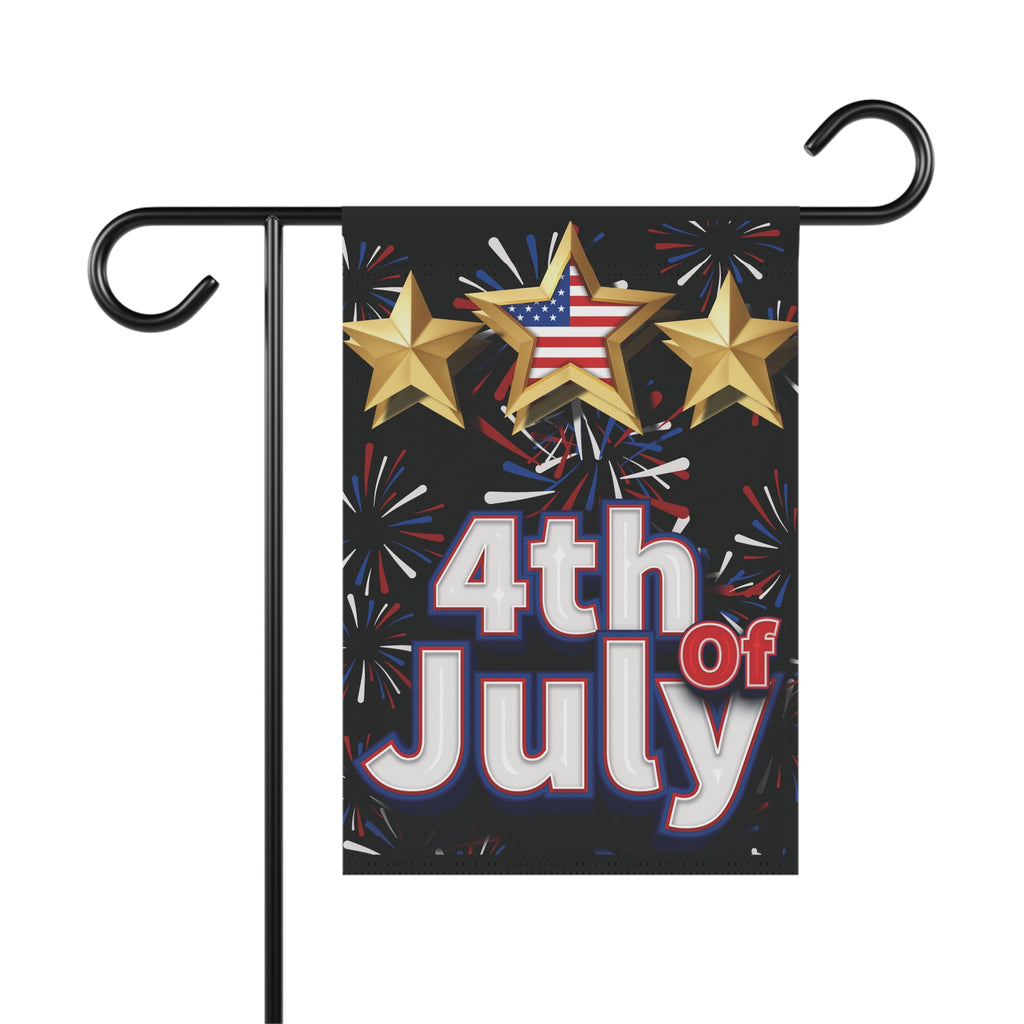 4th of July Garden Flag | Patriotic Stars & Fireworks Outdoor Yard Decor