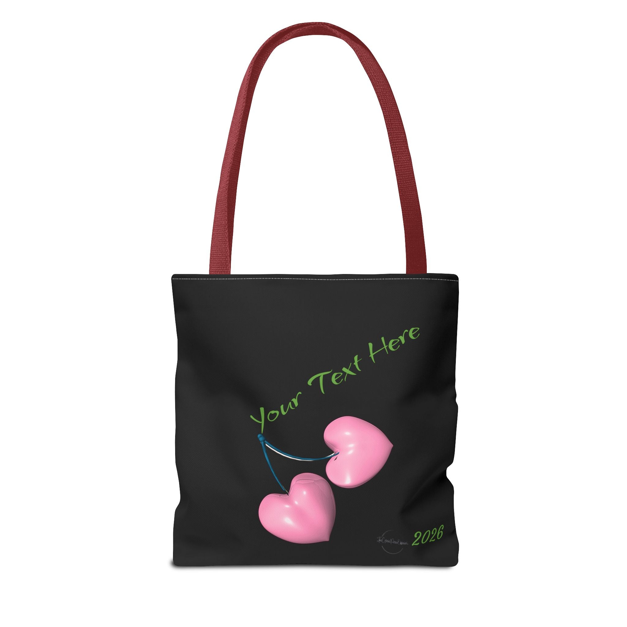 Pink Heart Cherries Tote Bag | Custom Text