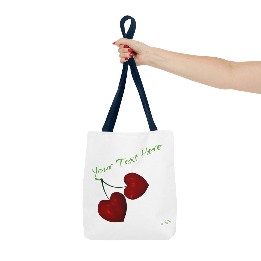 Cherry Hearts Name Tote Bag | Personalized Script _ Name | SanctuaryEssentials
