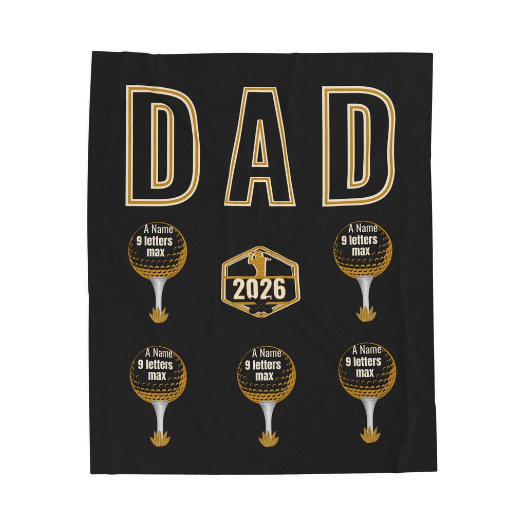 Dad 2026 Golf Personalized Velveteen Plush Blanket — Custom Names (up to 9 letters)