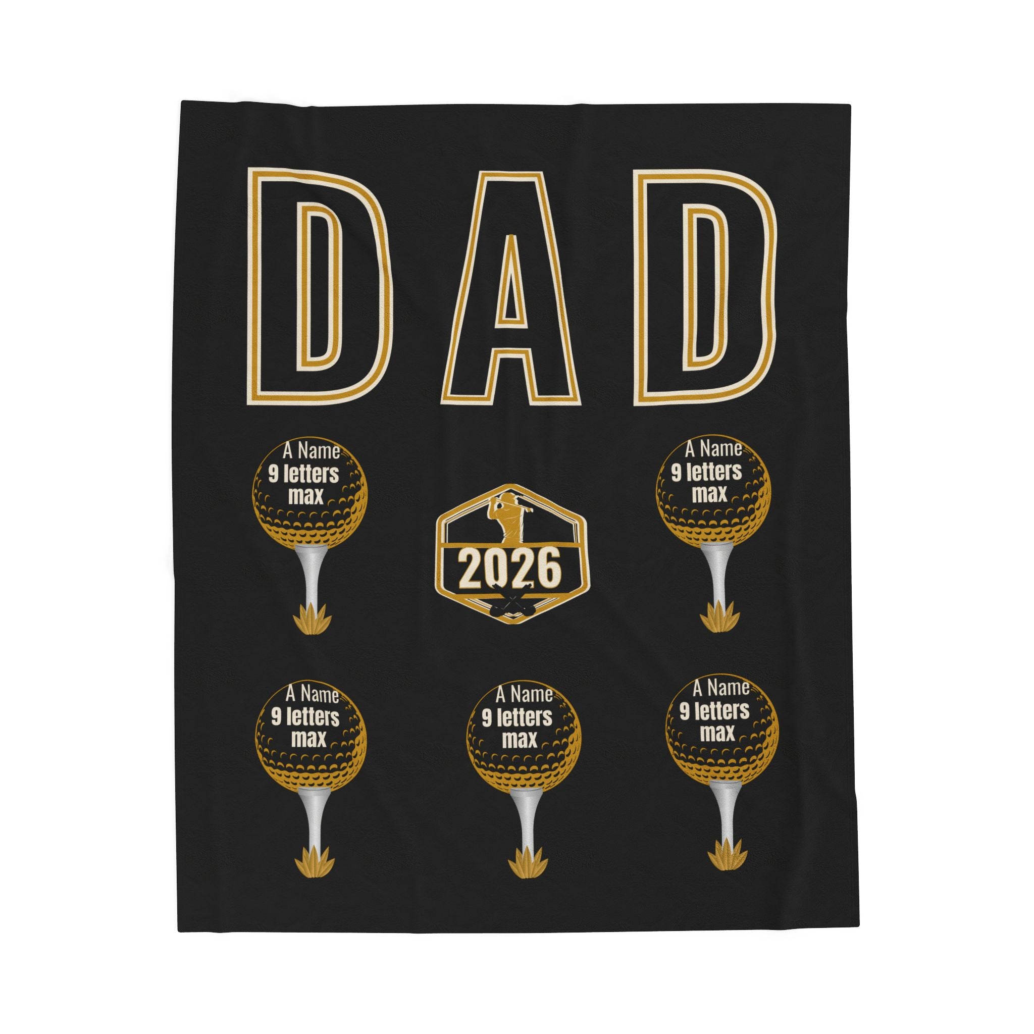 Dad 2026 Golf Personalized Velveteen Plush Blanket — Custom Names (up to 9 letters)