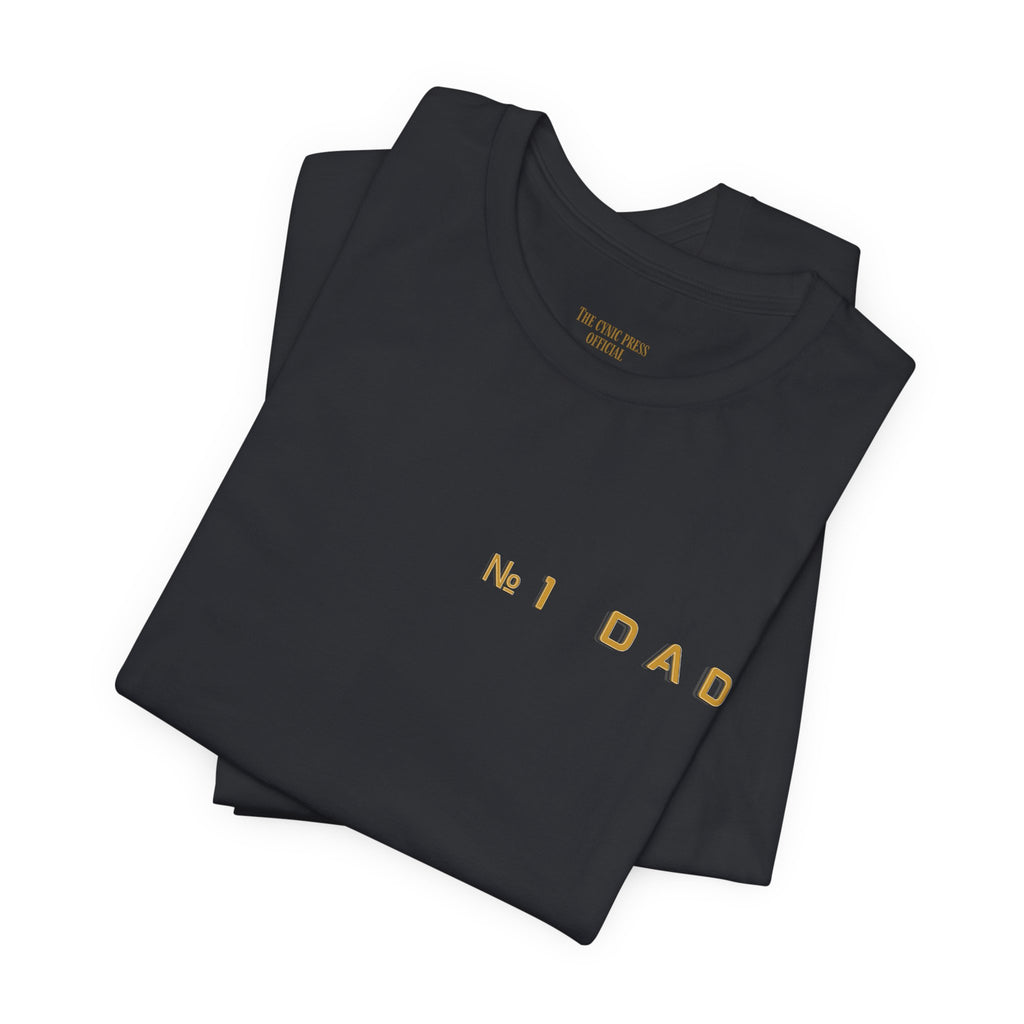 Dad 2026 Crossword T‑Shirt — "No.1 Dad" Gold Badge Father’s Day Tee | Dad Crossword Puzzle T-Shirt | Father's Day Double Sided Graphic Tee | No 1 Dad Shirt Gift for Men