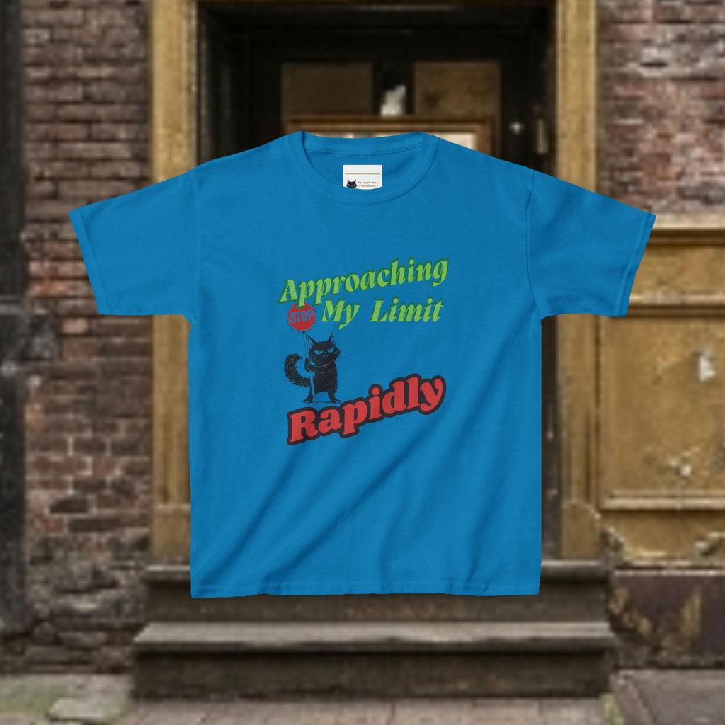 Kids T-Shirt — Approaching My Limit Stop Rapidly Cat Graphic Tee