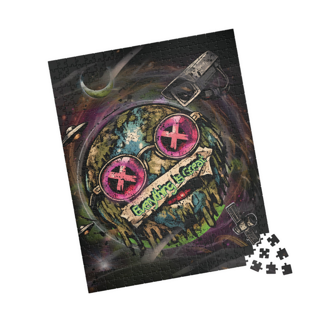Dark Humor Earth Puzzle – Everything Is Great | Sarcastic Apocalypse Artwork Jigsaw Puzzle | Everything Is Great Earth Puzzle | Dark Humor Jigsaw Puzzle | Cynical Apocalypse Art Puzzle | Sarcastic...