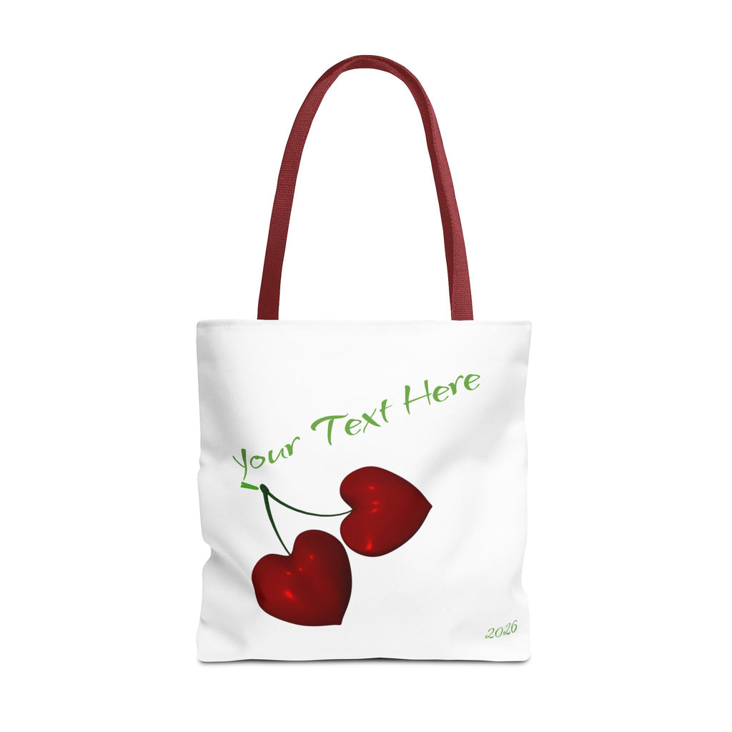 Cherry Hearts Name Tote Bag | Personalized Script _ Name | SanctuaryEssentials