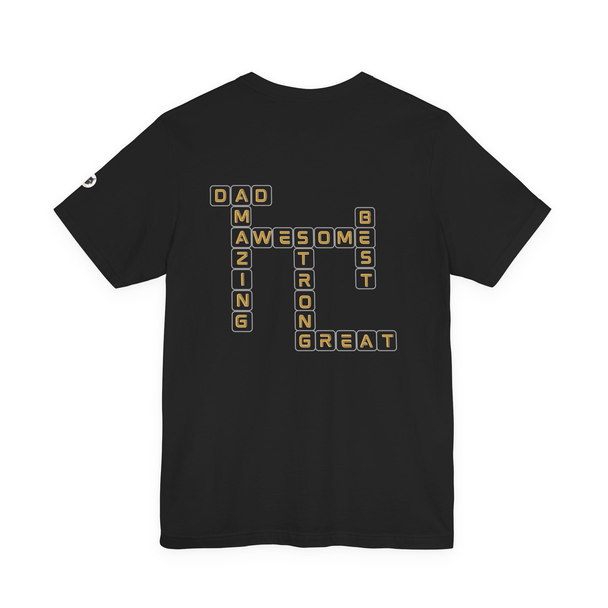 Dad 2026 Crossword T‑Shirt — "No.1 Dad" Gold Badge Father’s Day Tee | Dad Crossword Puzzle T-Shirt | Father's Day Double Sided Graphic Tee | No 1 Dad Shirt Gift for Men