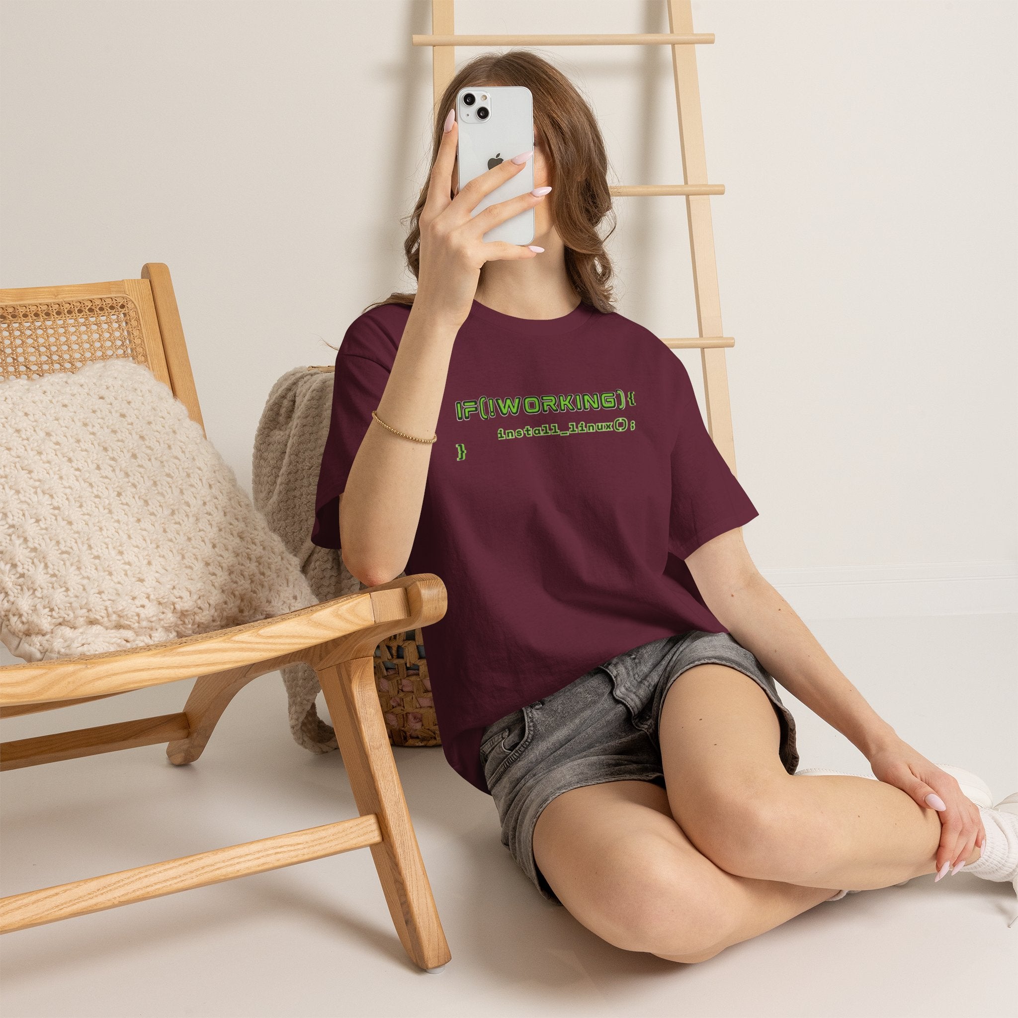 If (!Working) { Install Linux(); } Funny Programmer T-Shirt | Linux Developer Geek Tee | Coding Humor Shirt | Unisex Heavy Cotton Tee