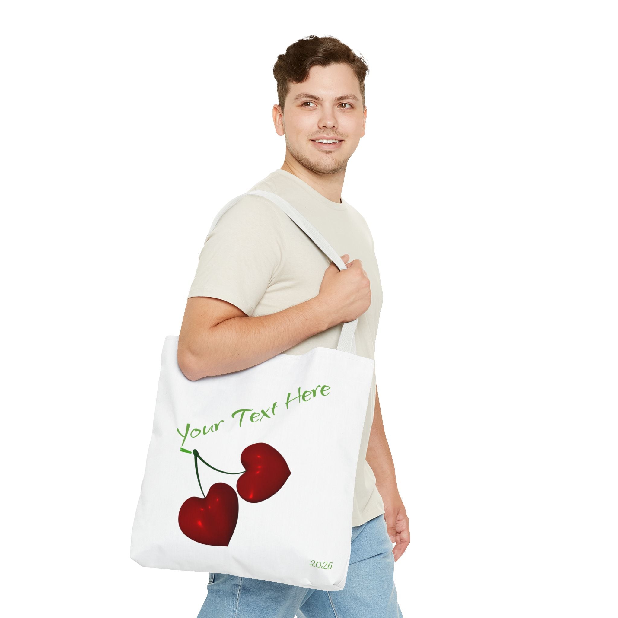 Cherry Hearts Name Tote Bag | Personalized Script _ Name | SanctuaryEssentials