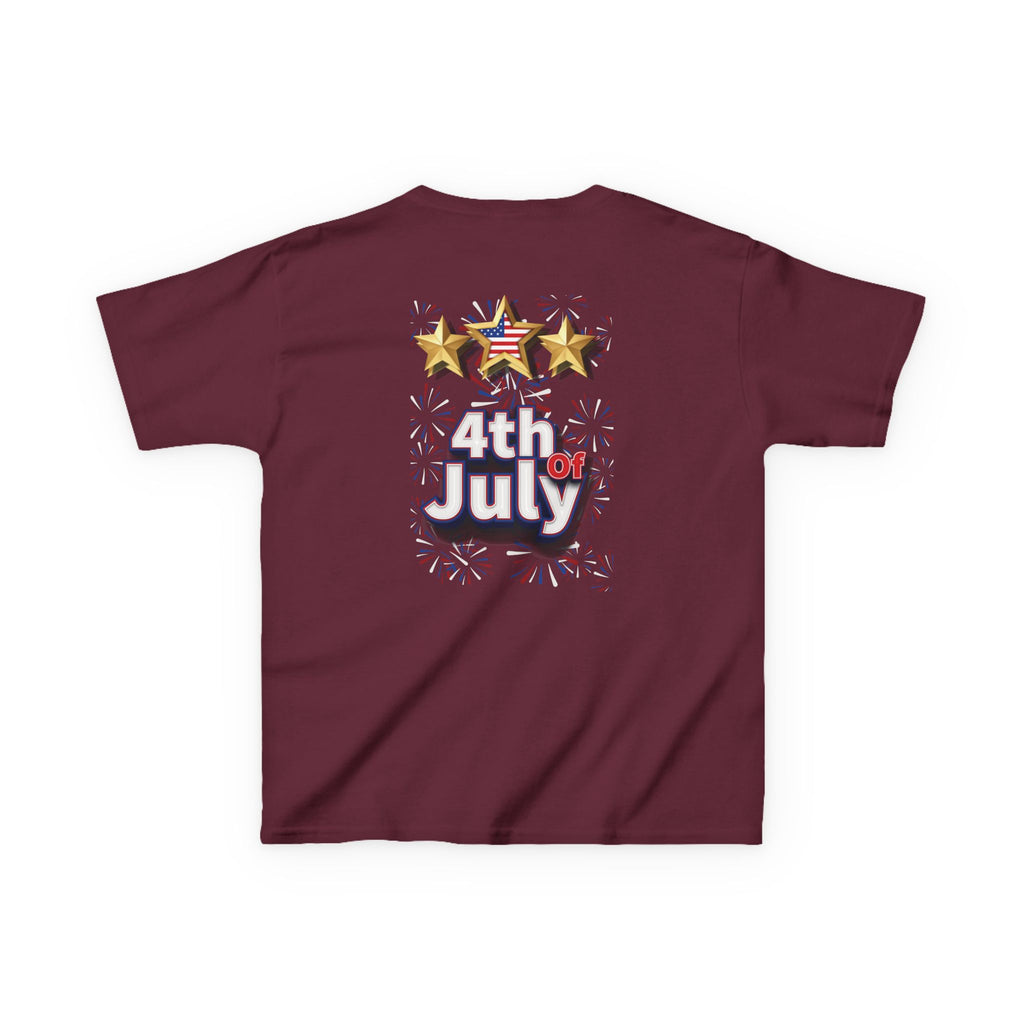 Kids 4th of July Shirt | Patriotic Fireworks & Stars Graphic Tee for Toddlers and Youth