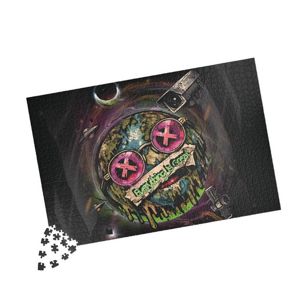 Dark Humor Earth Puzzle – Everything Is Great | Sarcastic Apocalypse Artwork Jigsaw Puzzle | Everything Is Great Earth Puzzle | Dark Humor Jigsaw Puzzle | Cynical Apocalypse Art Puzzle | Sarcastic...