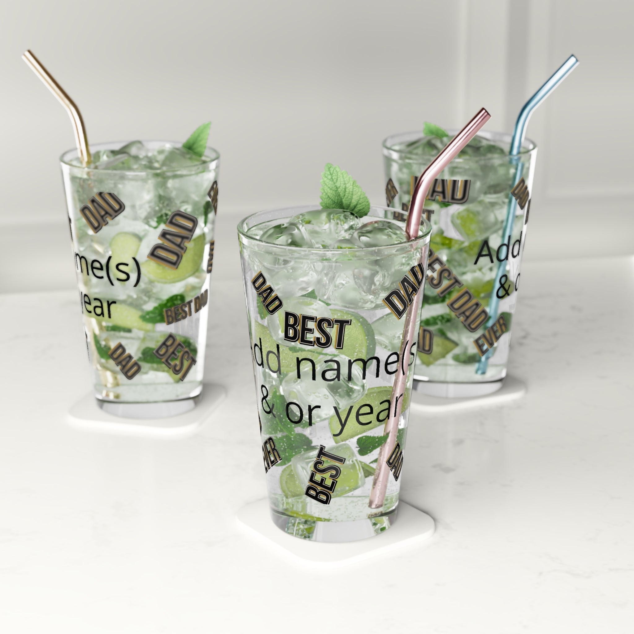 Personalized Best Dad Ever Pint Glass - Custom Name & Year 16oz Beer Glass Gift Pint Glass, 16oz