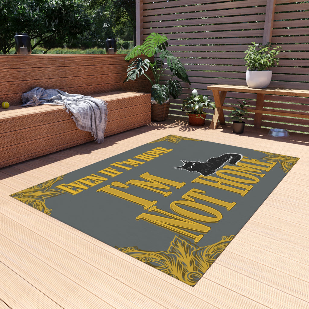 Outdoor Rug — "Even If I'm Home I'm Not Home" Cat Doormat